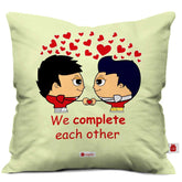 Gay Couple Illustration Green Cushion Cover